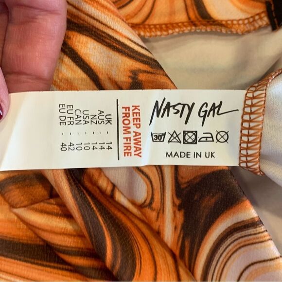 Nasty Gal Recycled Marble Print Flare Pants Size 10 - Picture 9 of 12